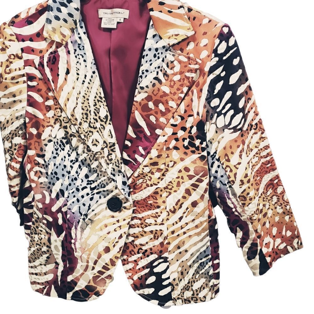 Transitions Multicolored Blazer Size 4 - Picture 8 of 15